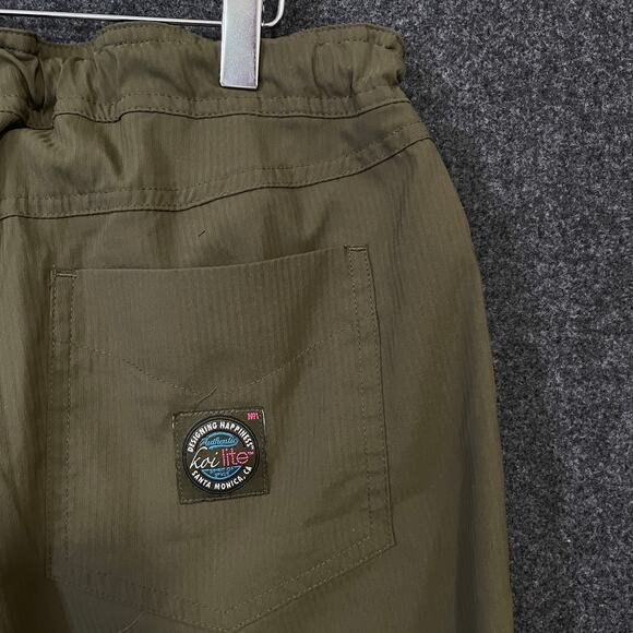 Koi Lite Scrub Pants L Tall Olive Green Slim Fit Drawstring Zip Pocket - Picture 8 of 10